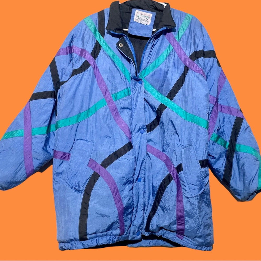Vintage 90's Criss Cross Patterned Puffer Coat